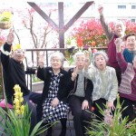 ウッドデッキにて